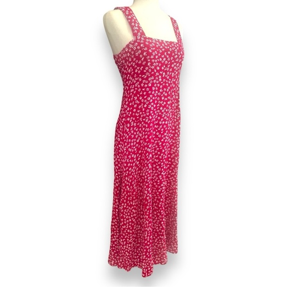 Vince Camuto - Women's Red Floral-print Paneled Smocked-back Challis Tank Dress - Picture 12 of 16